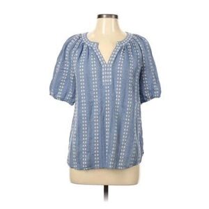 Women's LOFT embroidered floral blue top